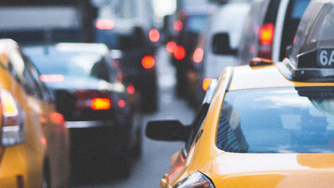 cars in a traffic jam at rush hour