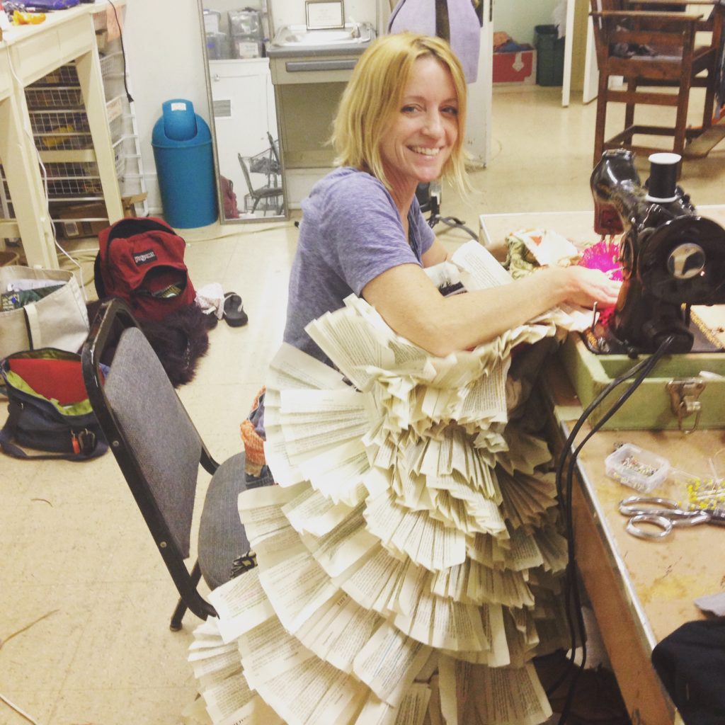 Teresa at work creating costumes for a local theater in Austin, Texas. 