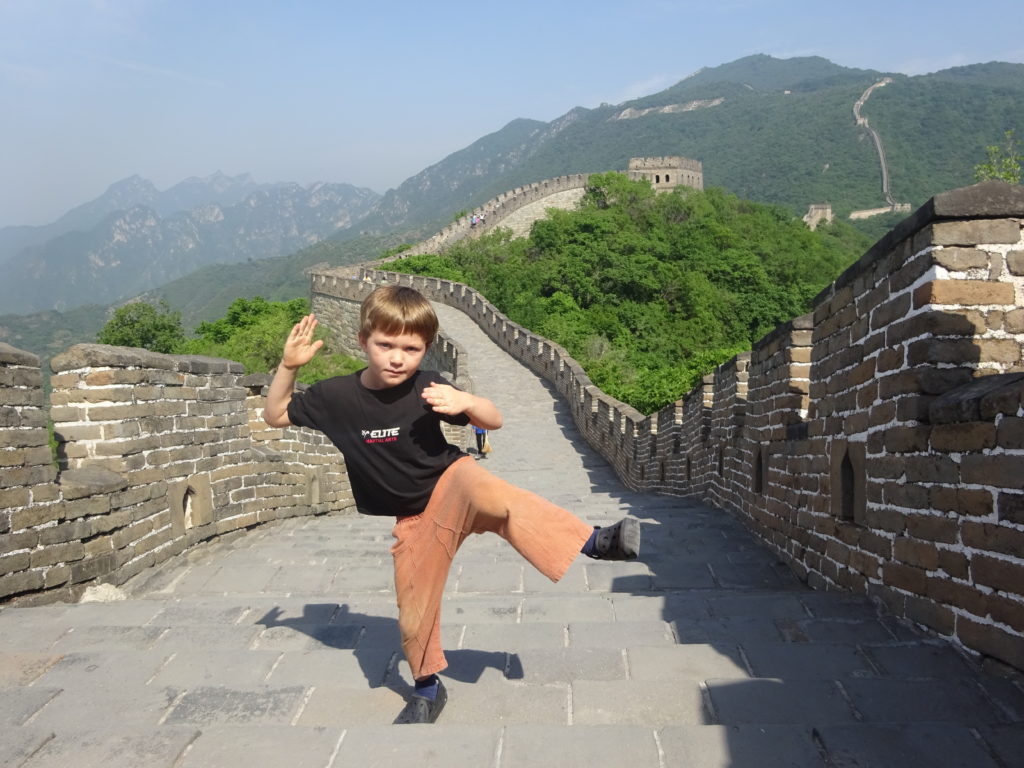 Practicing some martial arts on the Great Wall of China. Obviously.