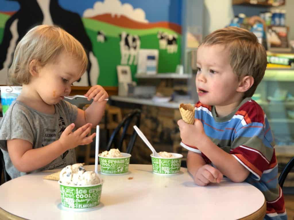 Ice cream break after some hard work at the local splash pad.