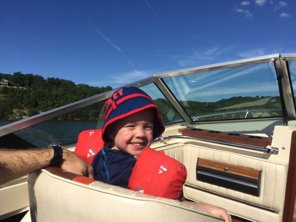 Leo sporting the Mickey Mouse hat someone in our group found floating in the water. 