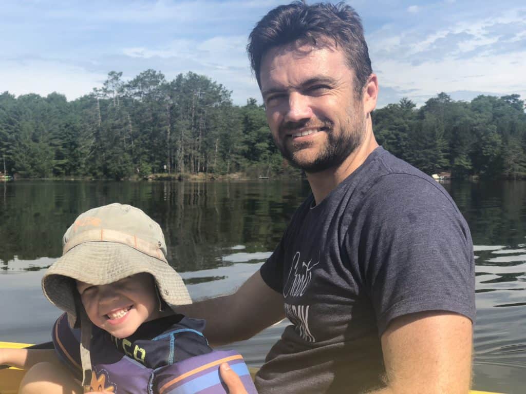 We managed to get out for a kayaking trip around the small lake. Michael really needs a hat or some sunglasses. Or both.